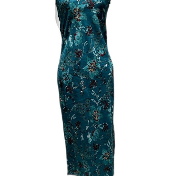 NWT Band Of The Free Audette Teal Floral Halter Midi Dress - Picture 6 of 16